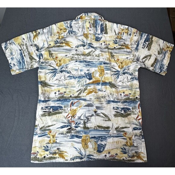 campia moda‎ hawaiian shirt Medium Cars And Sailboats - Picture 1 of 4